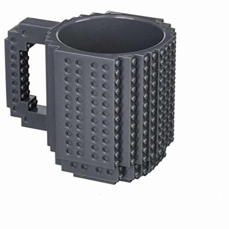 IndieBrick build-on brick cup coffee mug compatible with Lego  Building Blocks (Gray): Coffee Cups & Mugs