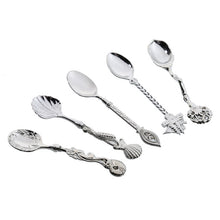 5Pcs/set Carved Mini Coffee Spoon Vintage Royal Style Cutlery