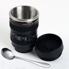 Coffee Mug - Camera Lens Travel Thermos - Stainless Steel Insulated Cup with Easy Clean Lid