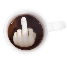 White Middle Finger Style Novelty Coffee Mug
